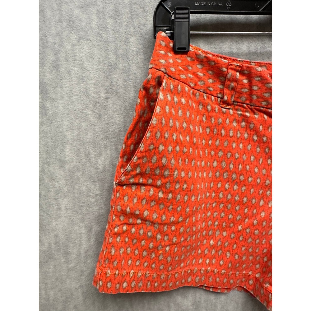 Ann Taylor LOFT Shorts Womens 4 Orange Ikat Pattern Pockets Mid Rise - Picture 4 of 5